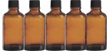 (image for) 5 vials, each containing 50 ml, for storing essential oils with seals and amber glass for protection from light